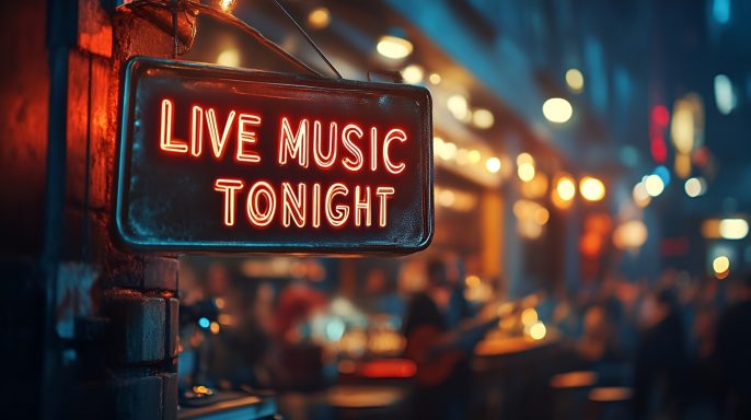 'Live Music Tonight' neon sign